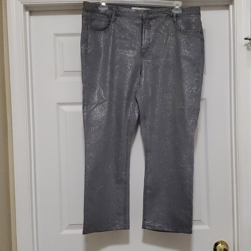 Jones New York Lexington straight silver crop jean